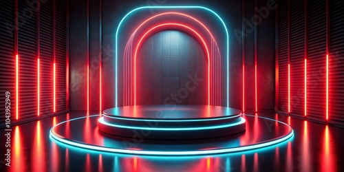 Neon Glow Stage with Red an...