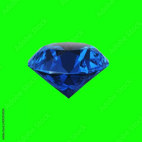 Sapphire with a shine rotation on green screen