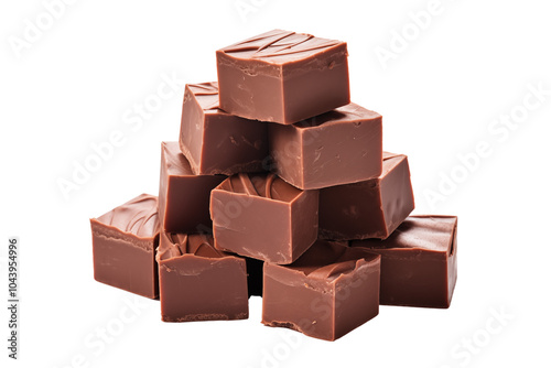 Dark chocolate fudge isolated on transparent background, PNG