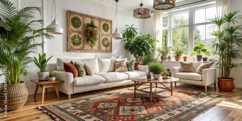 White Couch, Green Plants, ...