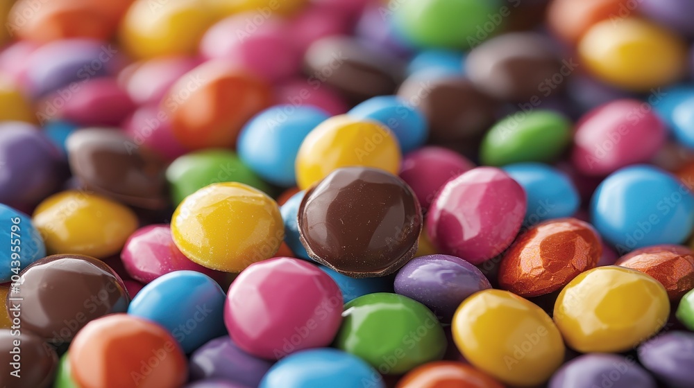 Colorful candies scattered together, showcasing a vibrant mix of hues and glossy finishes, perfect for sweet treats or festive occasions.