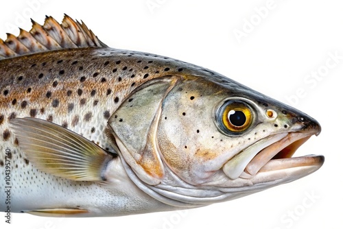 Close-up view of colorful speckled seatrout outline photo