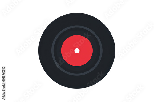 High-quality vector image of a vinyl record with a red label, perfect for music-themed designs, posters, and digital artwork.