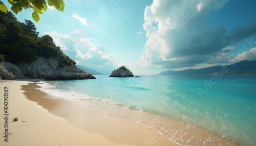 View of the Bol beach in Croatia during a sunny day
