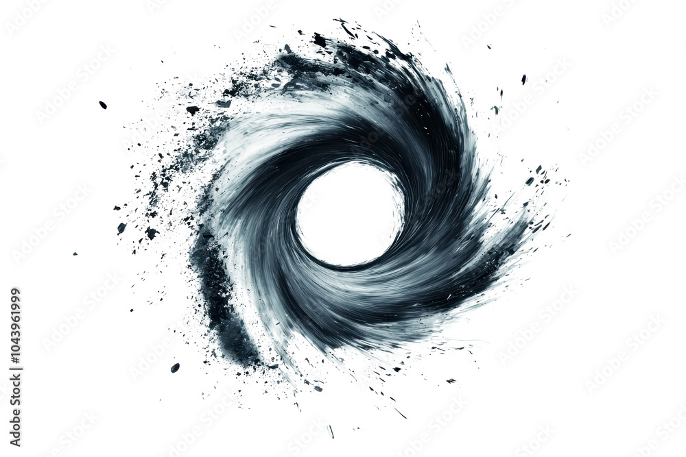 Dynamic swirling vortex of water creating an abstract circle pattern on a transparent background. symbolizing energy and fluid motion.