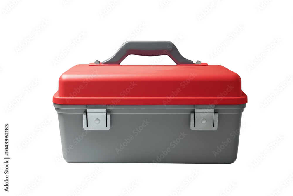 Red and grey toolbox with handle and secure latches, perfect for organizing tools and equipment. Ideal for home, garage, or professional use. Red and grey toolbox with handle and secure latches, perfect for organizing tools and equipment. Ideal for home, garage, or professional use.