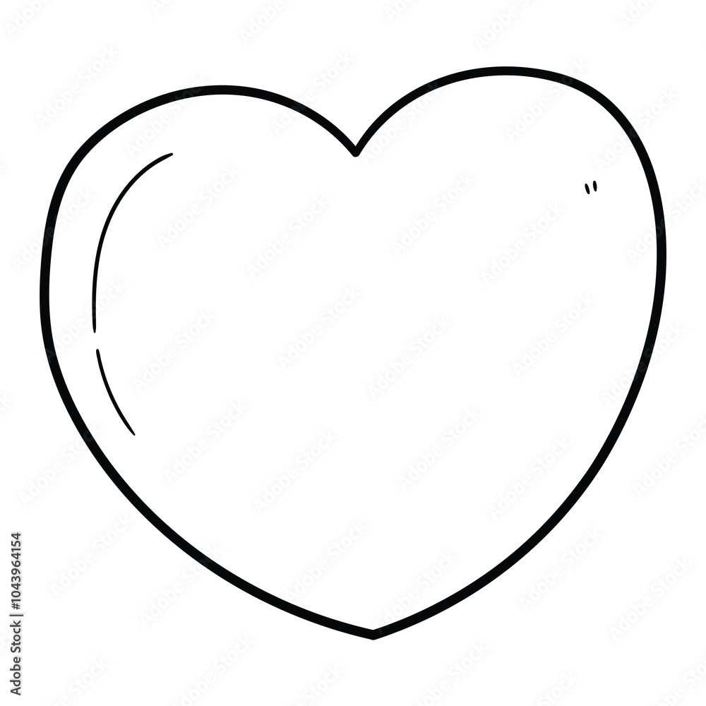 Hand drawn doodle heart on white background.