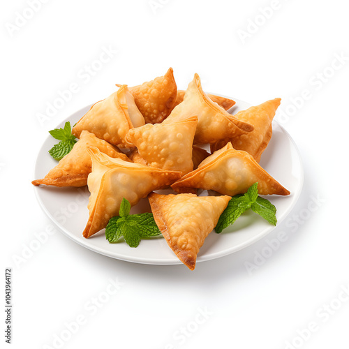 Crispy small Samosa isolated white background photo