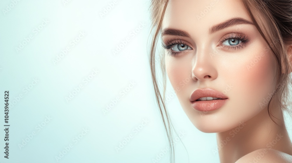 Elegant Portrait of a Young Woman with Blue Eyes Elegant Portrait of a Young Woman with Blue Eyes