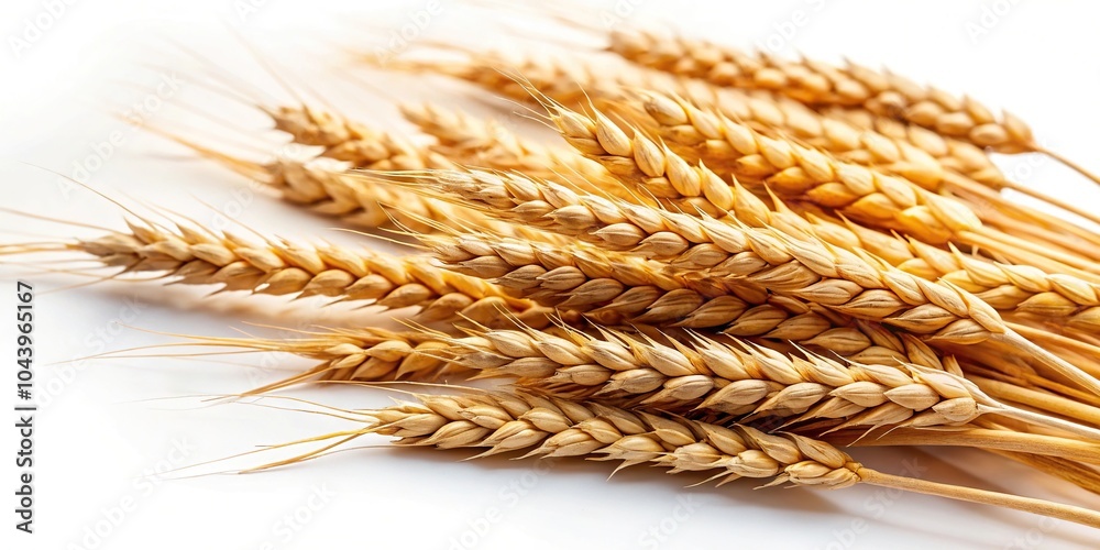 Close-up view of wheat spikelets on white background Close-up view of wheat spikelets on white background