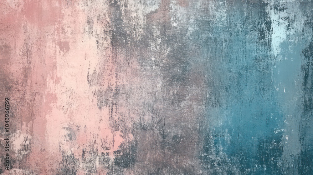 Obraz premium Abstract textured background in pink and blue hues with rough strokes and a faded gradient.