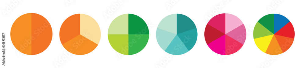 Pie chart infographic set. Circle diagram collection with sections or ...