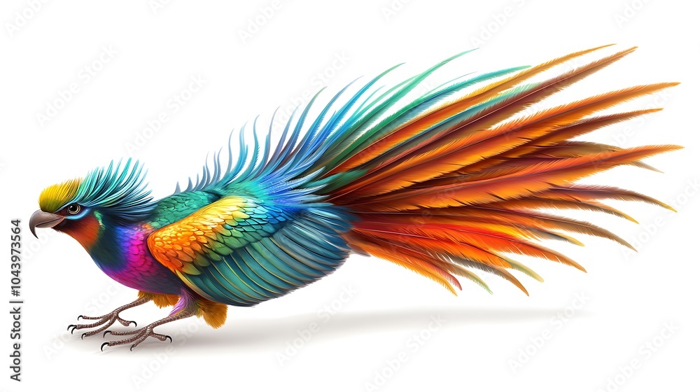 Obraz premium Colorful Bird with Long Tail Feathers.