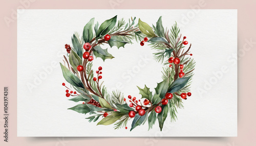 Set of watercolor Christmas elements