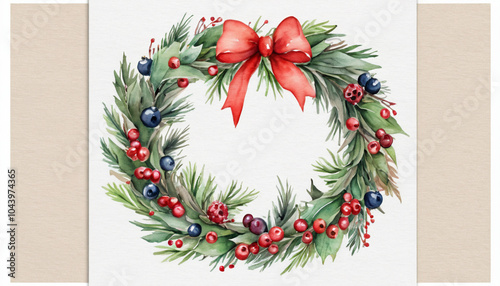 Set of watercolor Christmas elements