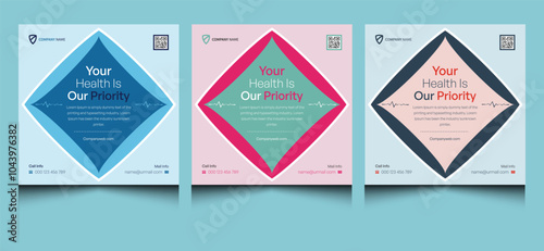 Elegant editable creative modern corporate professional company business medical hospital healthcare service web square advertising ads clinic doctor social media banner post promotion template design