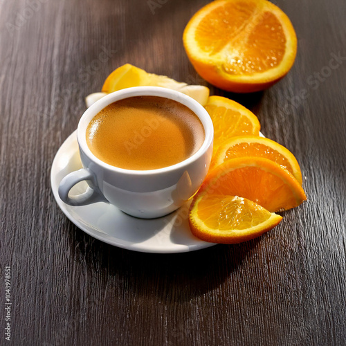 cup of espresso and orange