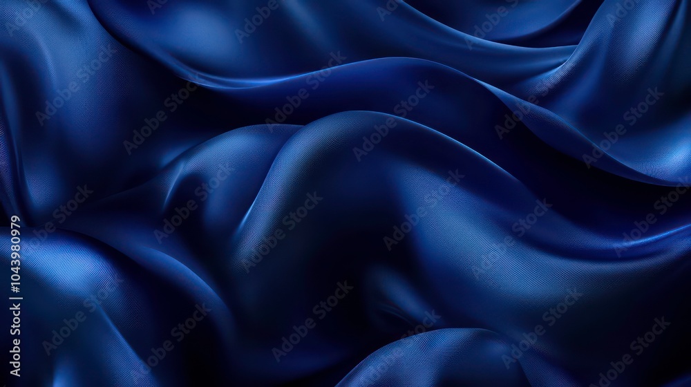Abstract background of smooth, flowing, deep blue satin fabric with a soft sheen. Abstract background of smooth, flowing, deep blue satin fabric with a soft sheen.