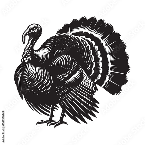 Turkey bird Silhouette vector black color white background