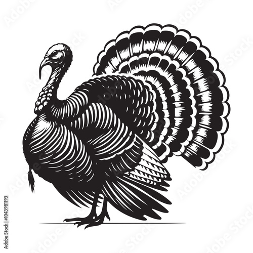 Turkey bird Silhouette vector black color white background