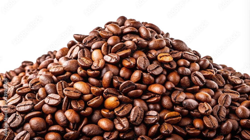 Obraz premium Coffee beans stacked with wide angle perspective