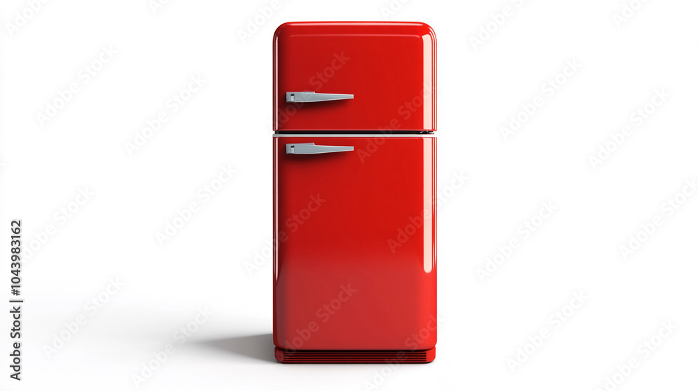Red fridge or refrigerator isolated on white background Red fridge or refrigerator isolated on white background