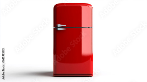 Red fridge or refrigerator isolated on white background