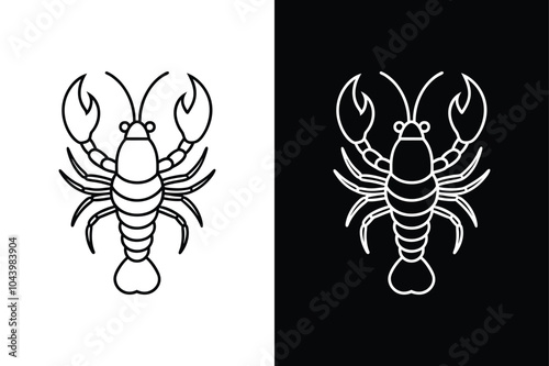 Lobster black lineout icon isolated on white background.