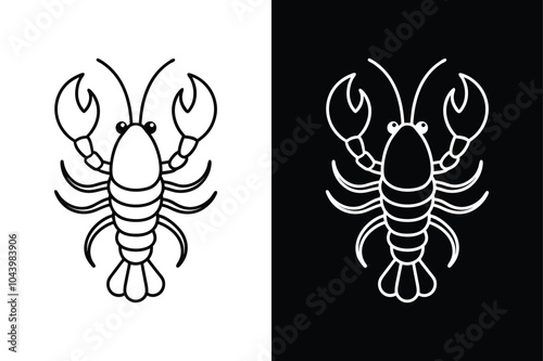 Lobster black lineout icon isolated on white background.