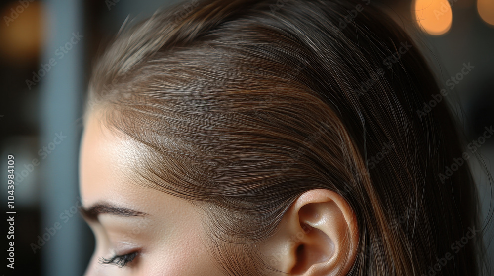 image showcases close up of womans hair, highlighting its texture and shine. soft lighting accentuates natural beauty of hair, creating elegant and serene atmosphere image showcases close up of womans hair, highlighting its texture and shine. soft lighting accentuates natural beauty of hair, creating elegant and serene atmosphere