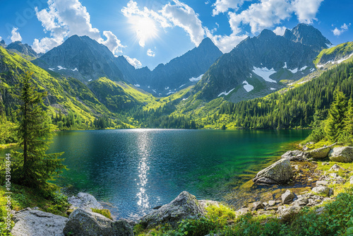 lake and mountains