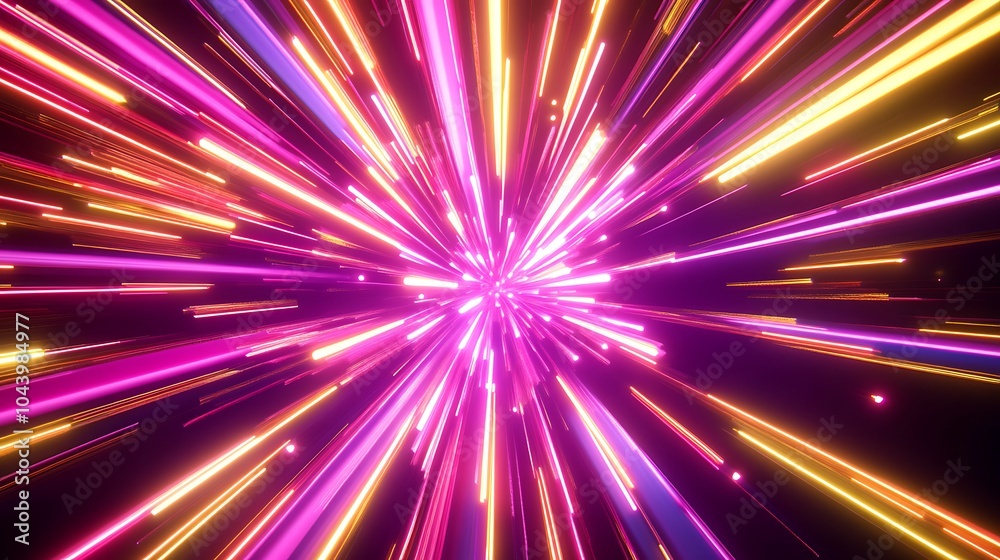Radiating Neon Light Burst, futuristic flashes, Motion lights, Colorful Streaks on Dark Background Radiating Neon Light Burst, futuristic flashes, Motion lights, Colorful Streaks on Dark Background