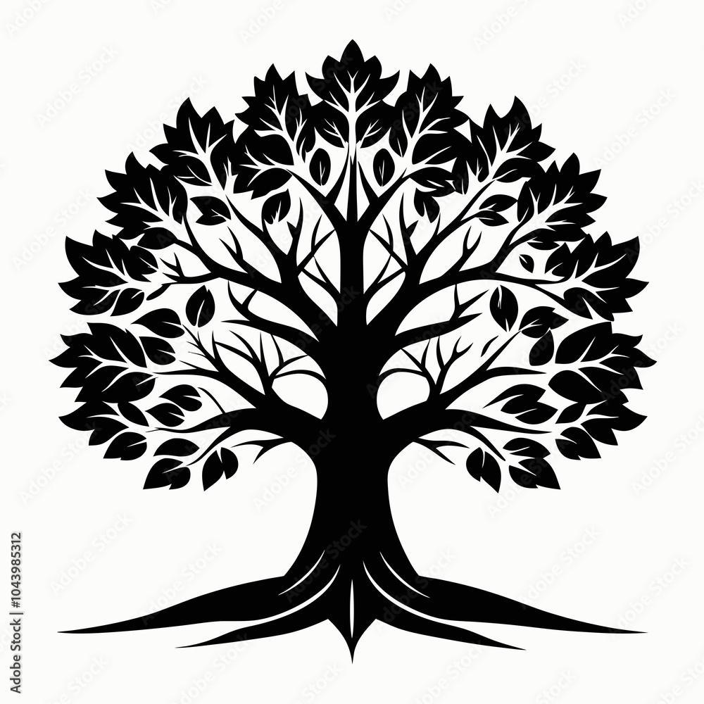 Obraz premium Oak Tree vector silhouette
