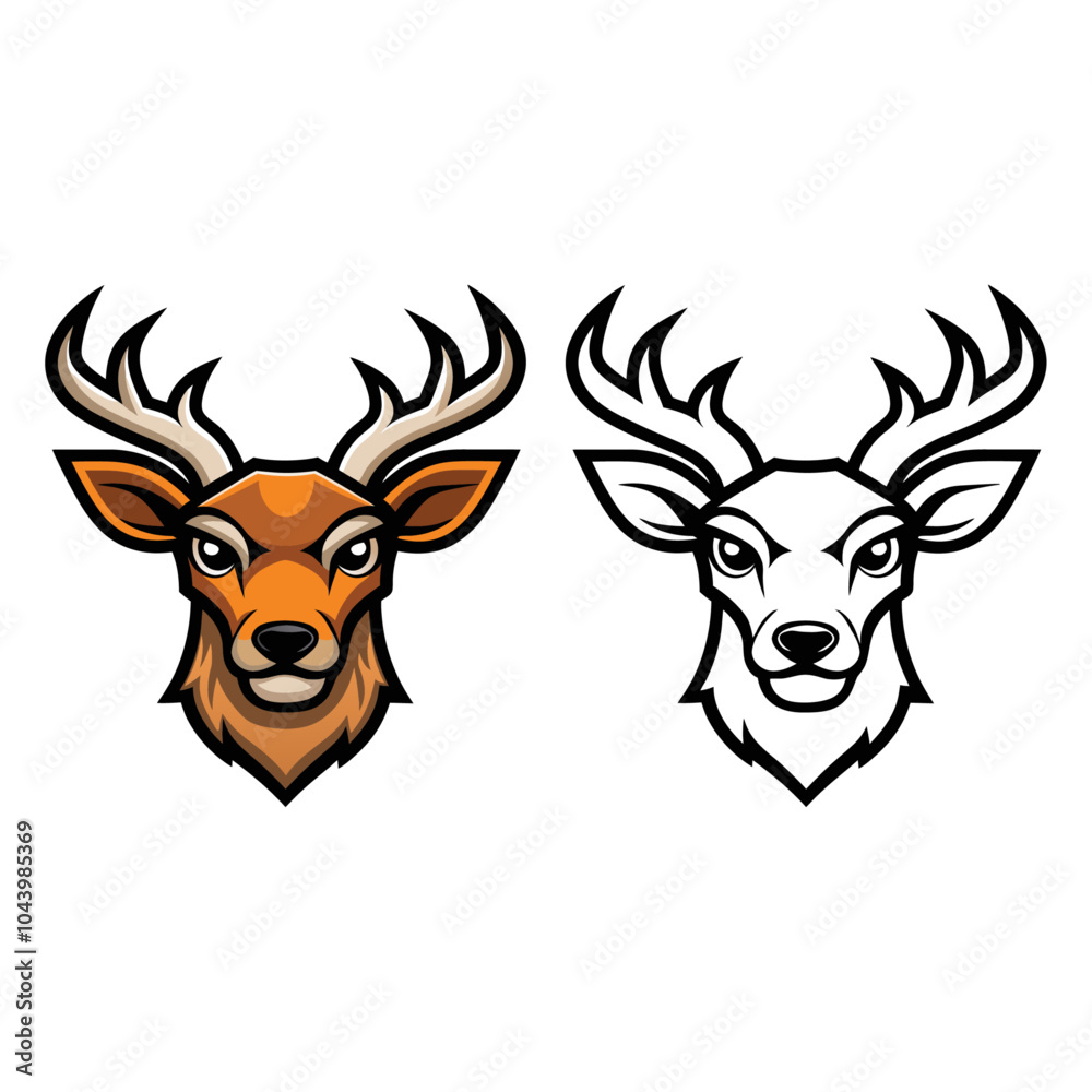 Deer head with silhouette designed for T-shirt print