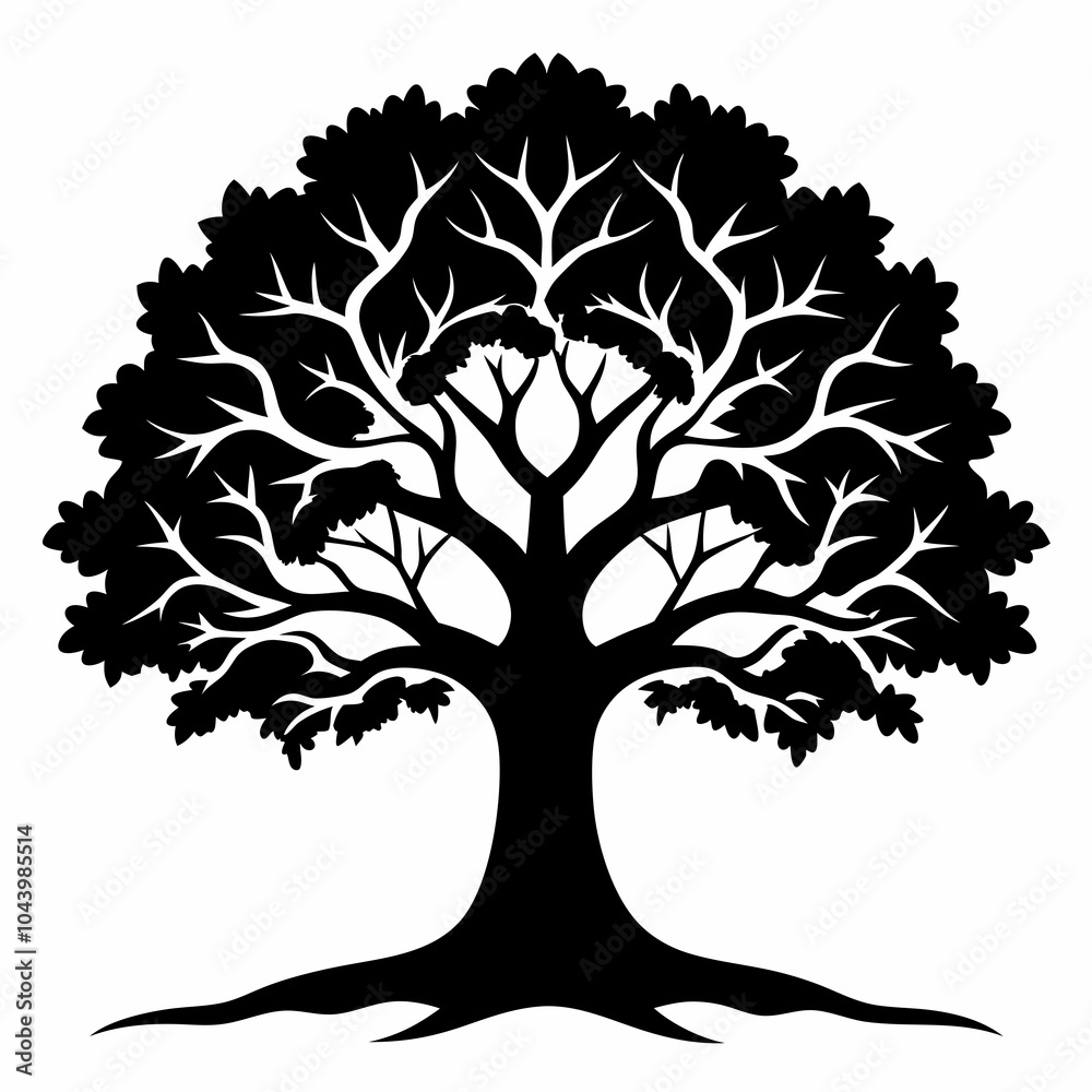 Obraz premium Oak Tree vector silhouette