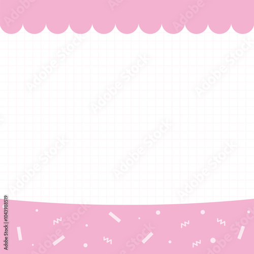 Cute pink frame vector with grid background