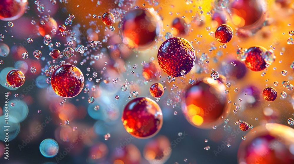 Red blood cells and molecules in fluid Red blood cells and molecules in fluid