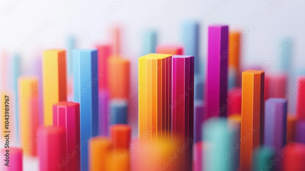 Obraz premium Colorful 3D Bar Chart Visualization Background