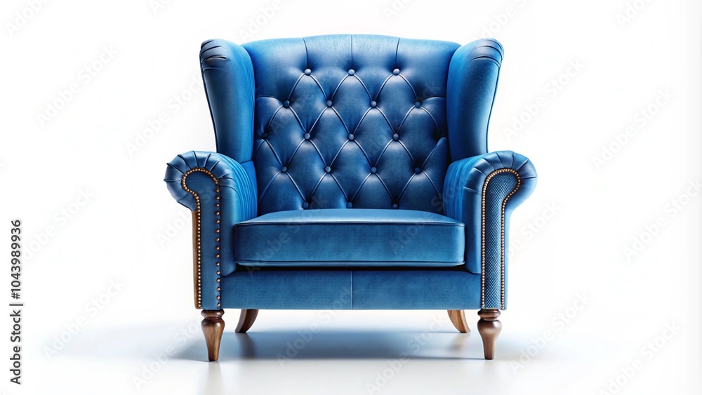 Blue velvet armchair isolated on transparent and white background
Blue velvet armchair isolated on transparent and white background