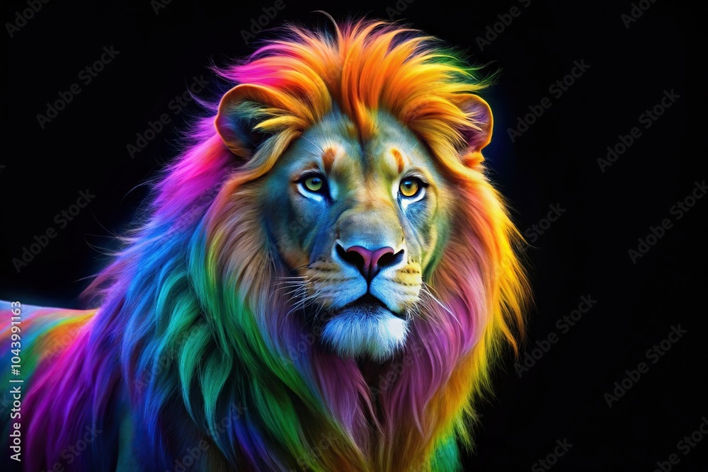 Colorful abstract art of a lion on a black background Colorful abstract art of a lion on a black background