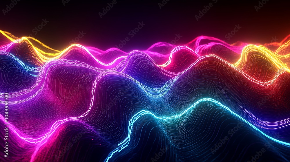Fototapeta premium Radiating Neon Light Burst, futuristic flashes, Motion lights, Colorful Streaks on Dark Background