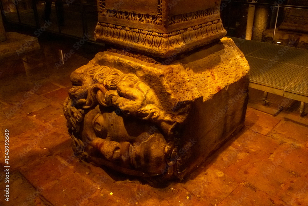 The Basilica Cistern, underground water reservoir build by Emperor Justinianus in 6th century, Istanbul, Turkey