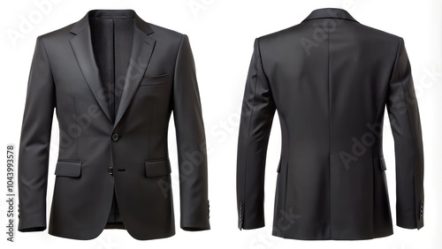 Front and back view of a black blazer jacket, perfect for a polished and sophisticated look.