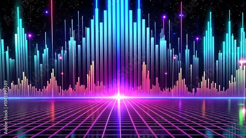 Colorful music equalizer bars moving to the beat of a song full hd 4k best stock video footage clip download