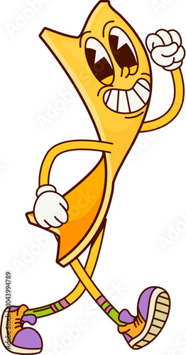 Korte tagliatelle Italian pasta groovy happy character. Korte tagliatelle wheat gourmet groovy mascot or funny character, Italy cuisine menu raw pasta cartoon comic isolated vector cute personage