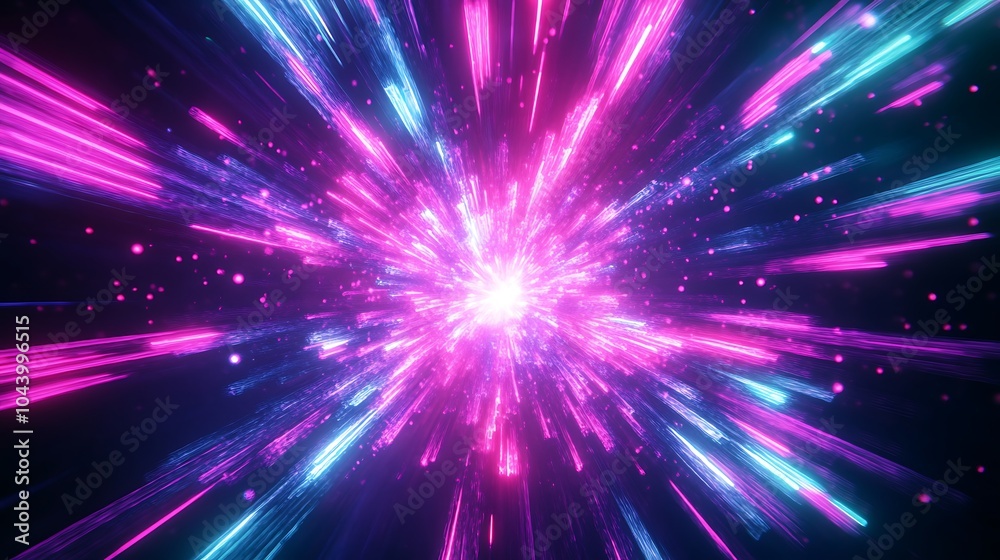Radiating Neon Light Burst, futuristic flashes, Motion lights, Colorful Streaks on Dark Background Radiating Neon Light Burst, futuristic flashes, Motion lights, Colorful Streaks on Dark Background