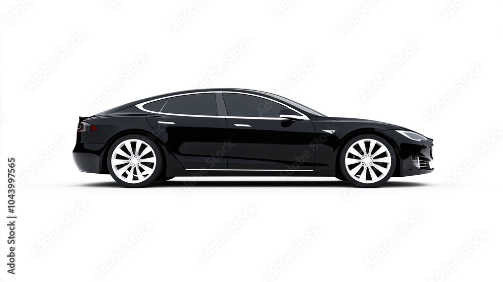 Obraz premium sleek black electric sedan profile