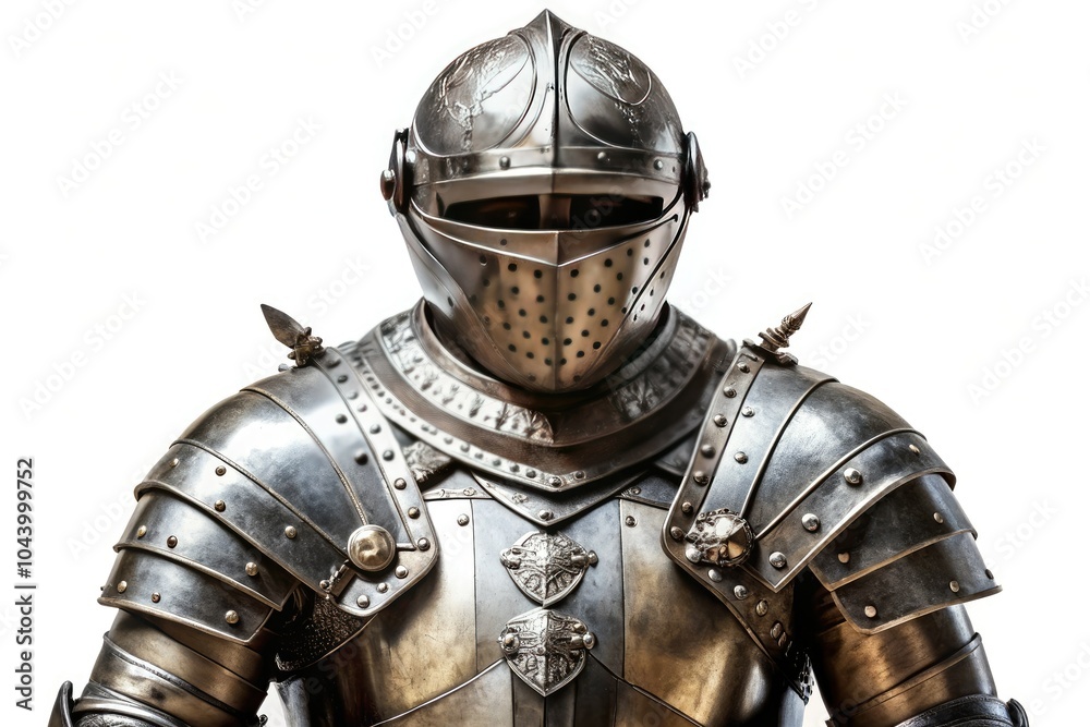 Medieval Knight Suit of Armor Isolated on White Background for Urban Exploration Photography Medieval Knight Suit of Armor Isolated on White Background for Urban Exploration Photography
