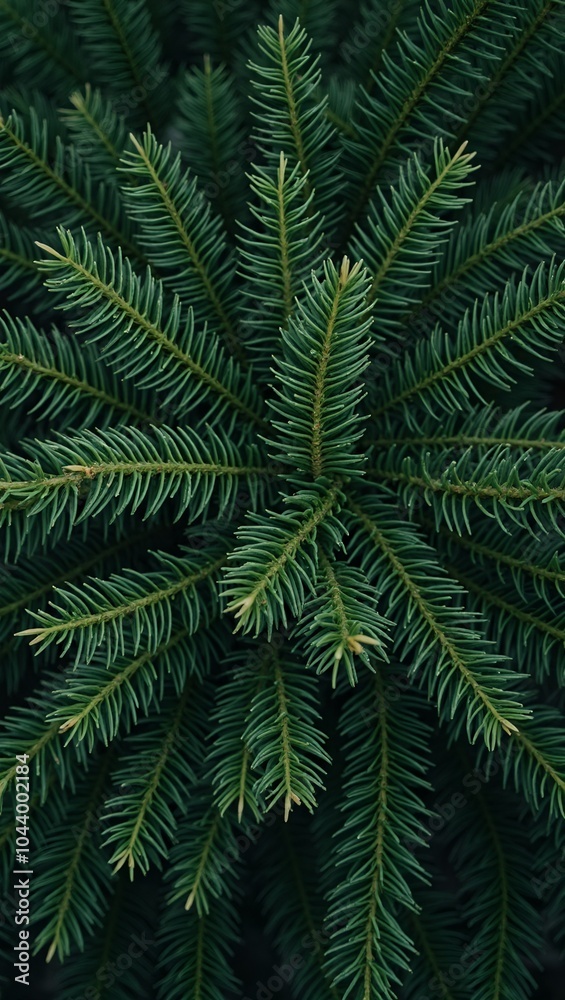 Dark green pine needles densely layered creating a sharp fresh forest background Dark green pine needles densely layered creating a sharp fresh forest background
