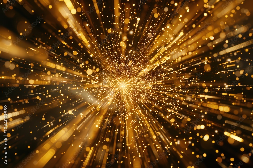 Abstract Golden Light Burst with Scattered Particles Abstract Golden Light Burst with Scattered Particles